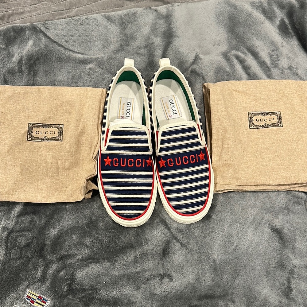 Giày Gucci Tennis 1977 Slip On ‘White Blue. Item is brand new